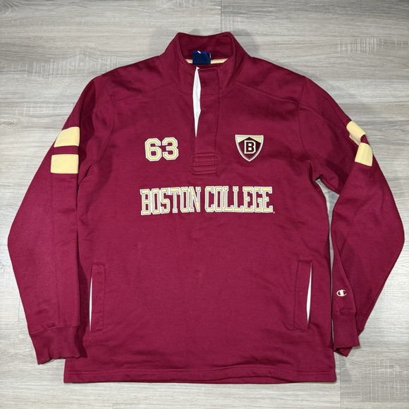 Boston College Champion Heritage Rugby Sweatshirt Embroidered #63 Maroon SZ XL - Picture 1 of 6